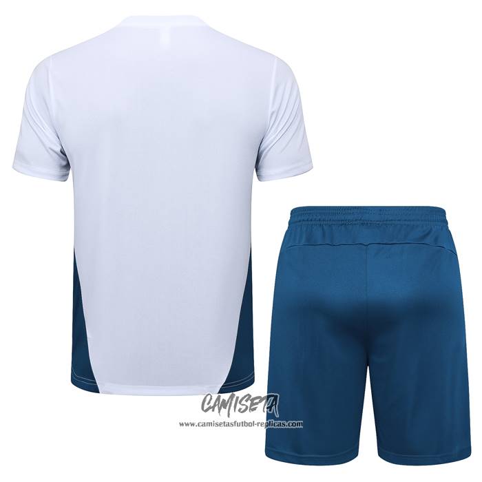 Chandal del Olympique Marsella 2024-2025 Manga Corta Blanco - Pantalon Corto